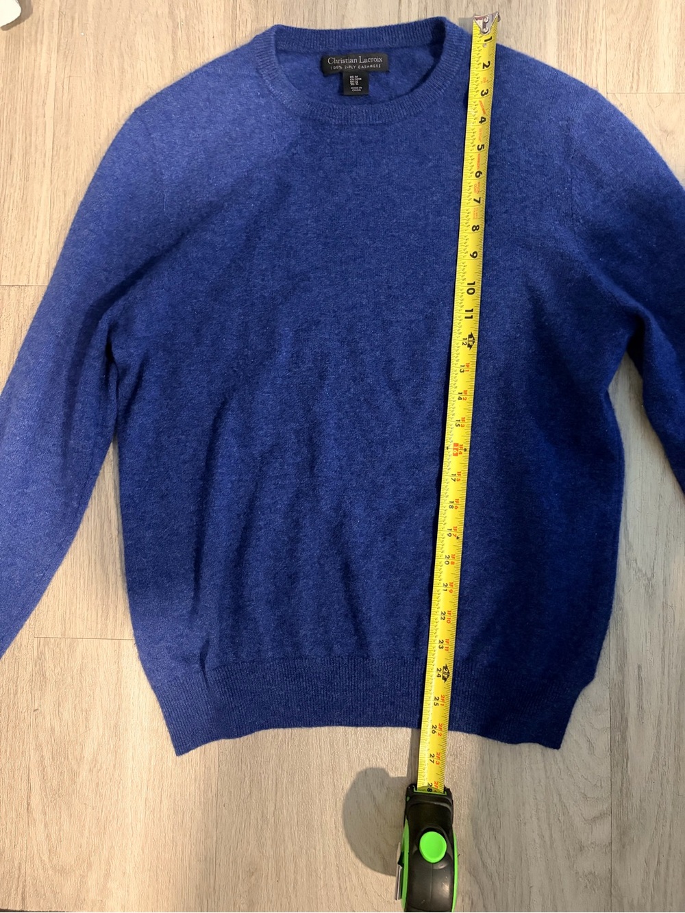 Christian Lacroix double ply cashmere Cobalt Blue Crewneck Sweater, ultra soft - Picture 4 of 8